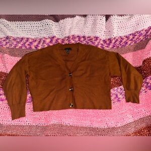 Forever 21 Brown Button-Up Cropped Cardigan